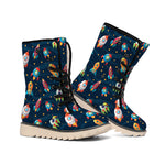 Rockets And Stars Pattern Print Winter Boots