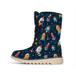 Rockets And Stars Pattern Print Winter Boots