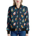 Rockets And Stars Pattern Print Women's Bomber Jacket