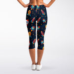 Rockets And Stars Pattern Print Women's Capri Leggings