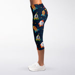 Rockets And Stars Pattern Print Women's Capri Leggings