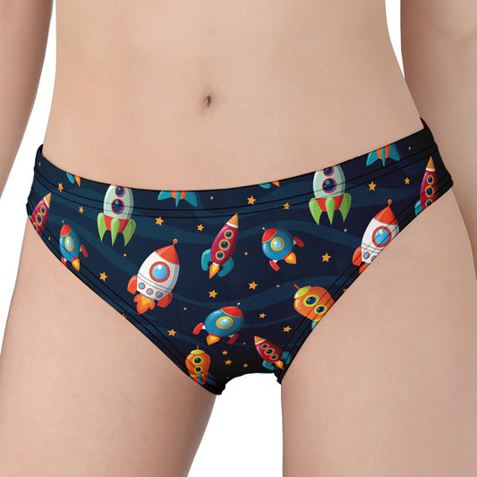 Rockets And Stars Pattern Print Women's Panties