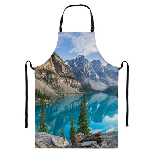 Rocky Mountain Print Bib Apron With Pocket