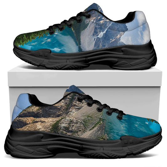 Rocky Mountain Print Black Chunky Shoes