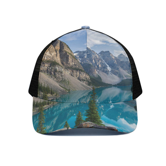 Rocky Mountain Print Black Mesh Trucker Cap