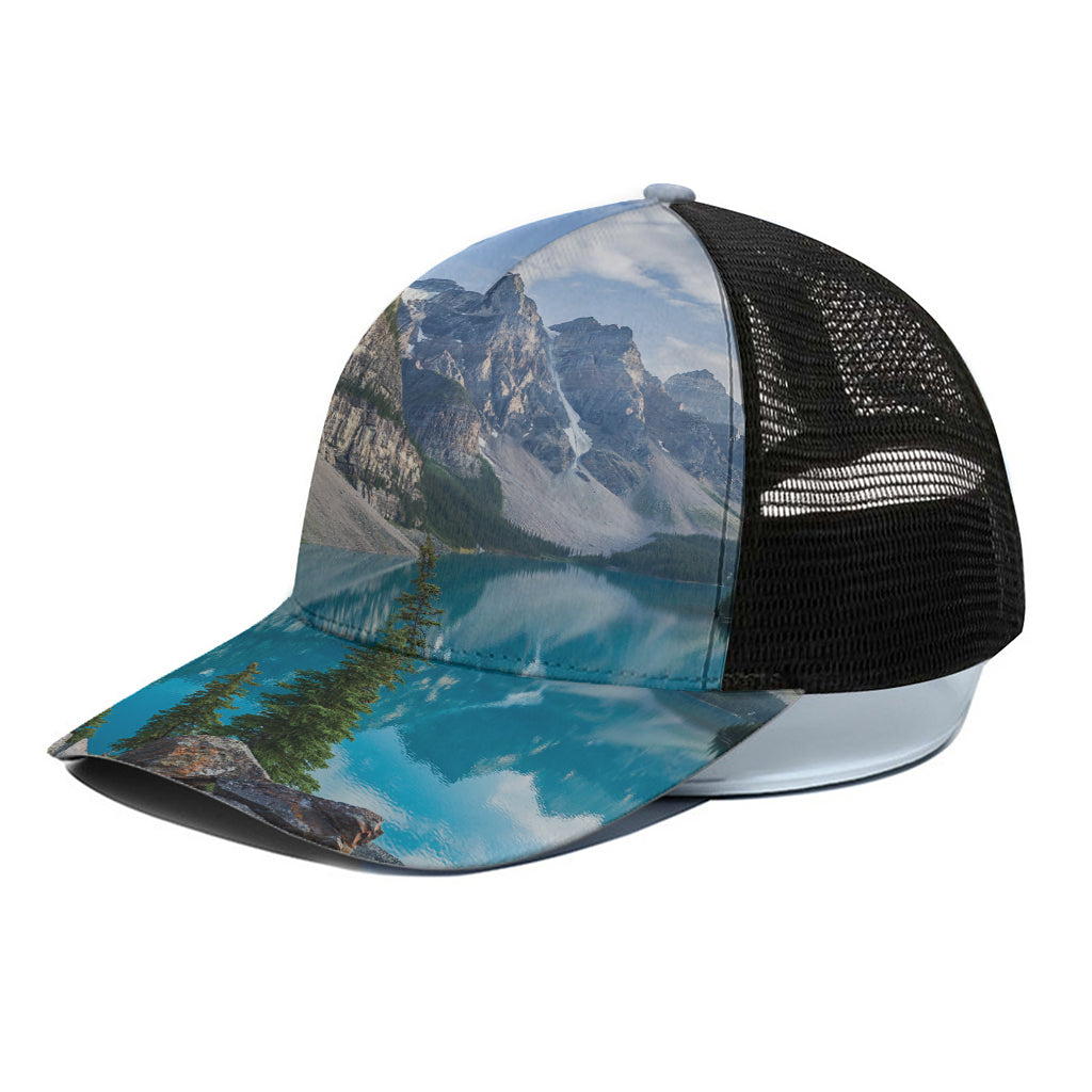 Rocky Mountain Print Black Mesh Trucker Cap