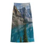 Rocky Mountain Print Cotton Front Slit Maxi Skirt