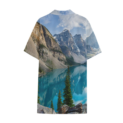 Rocky Mountain Print Cotton Hawaiian Shirt
