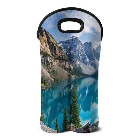 Rocky Mountain Print Double Neoprene Wine Tote