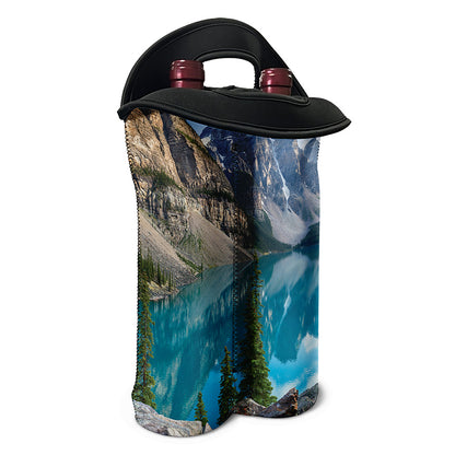 Rocky Mountain Print Double Neoprene Wine Tote
