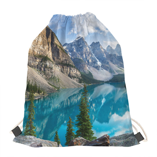Rocky Mountain Print Drawstring Bag