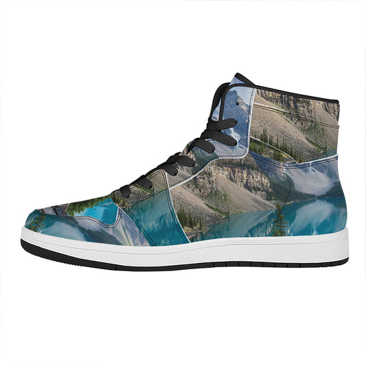 Rocky Mountain Print High Top Leather Sneakers