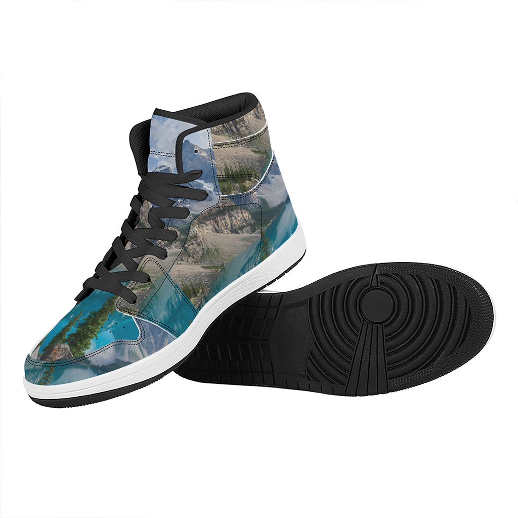 Rocky Mountain Print High Top Leather Sneakers