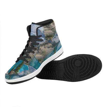 Rocky Mountain Print High Top Leather Sneakers