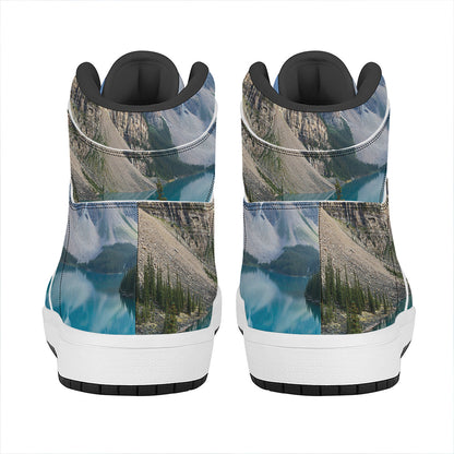 Rocky Mountain Print High Top Leather Sneakers