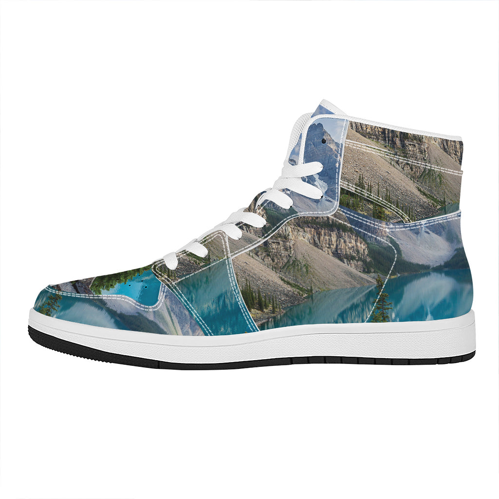 Rocky Mountain Print High Top Leather Sneakers
