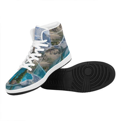 Rocky Mountain Print High Top Leather Sneakers