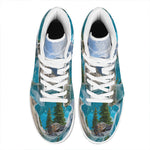 Rocky Mountain Print High Top Leather Sneakers