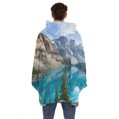 Rocky Mountain Print Hoodie Blanket