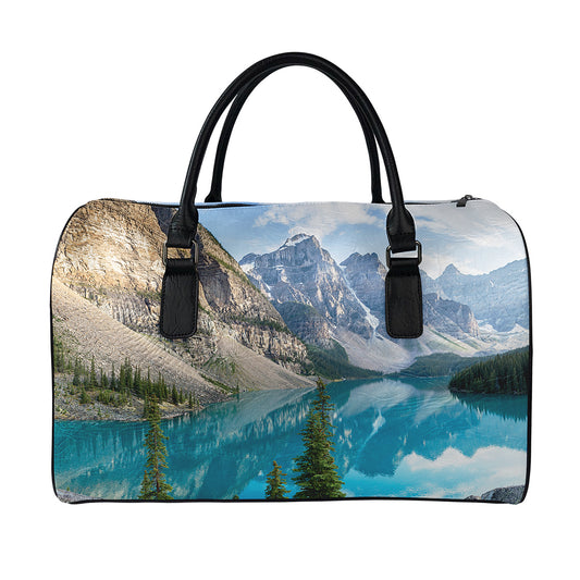 Rocky Mountain Print Leather Duffle Bag