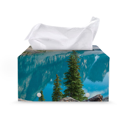 Rocky Mountain Print Leather Tissue Box Cover