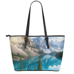 Rocky Mountain Print Leather Tote Bag