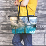 Rocky Mountain Print Leather Tote Bag