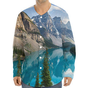 Rocky Mountain Print Long Sleeve Baseball Jersey