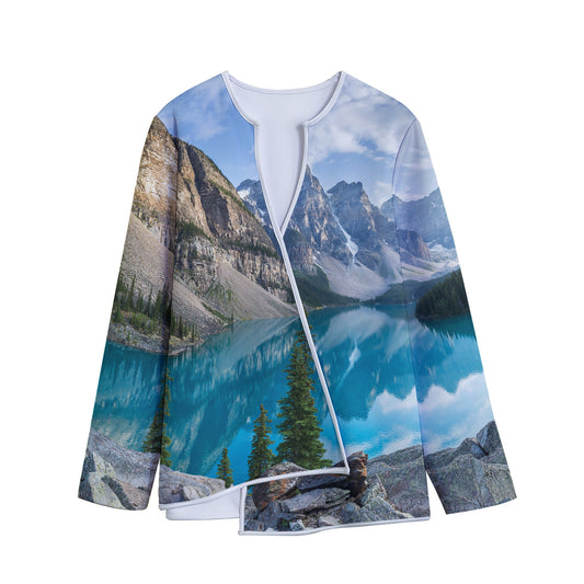 Rocky Mountain Print Long Sleeve Short Coat