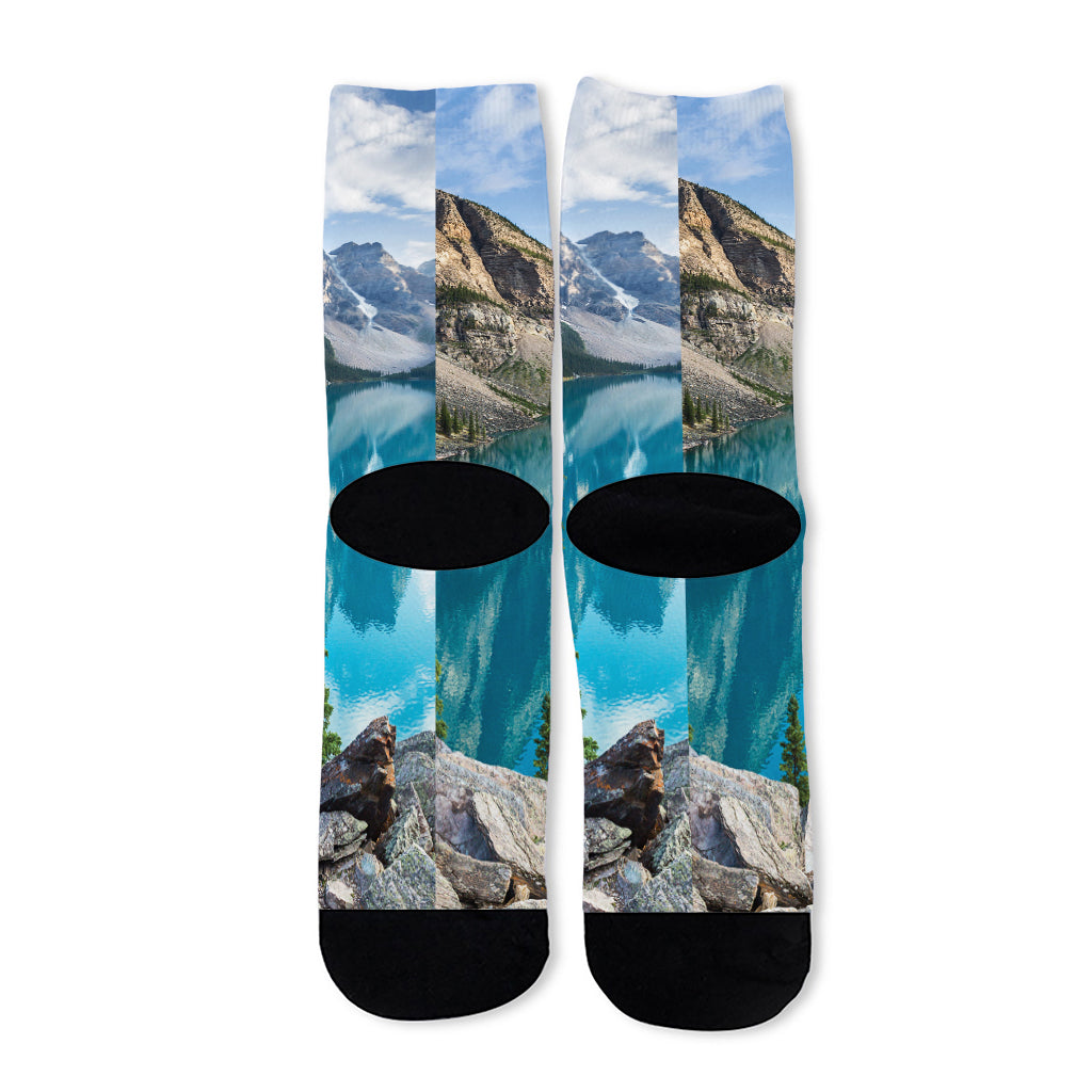Rocky Mountain Print Long Socks