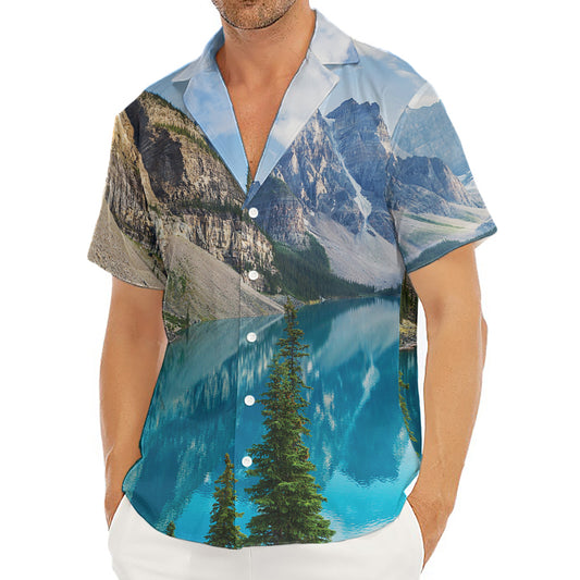 Rocky Mountain Print Men's Deep V-Neck Shirt