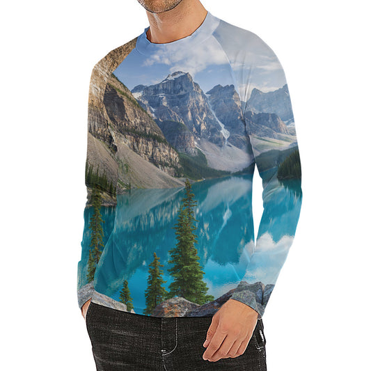 Rocky Mountain Print Men's Long Sleeve Rash Guard
