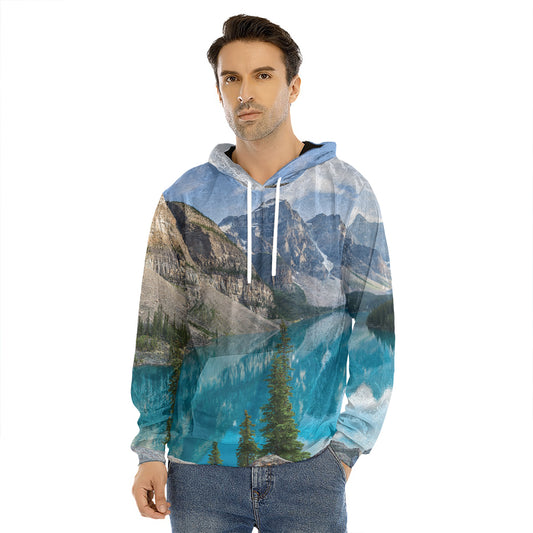 Rocky Mountain Print Men's Velvet Pullover Hoodie
