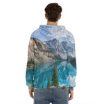 Rocky Mountain Print Men's Velvet Pullover Hoodie