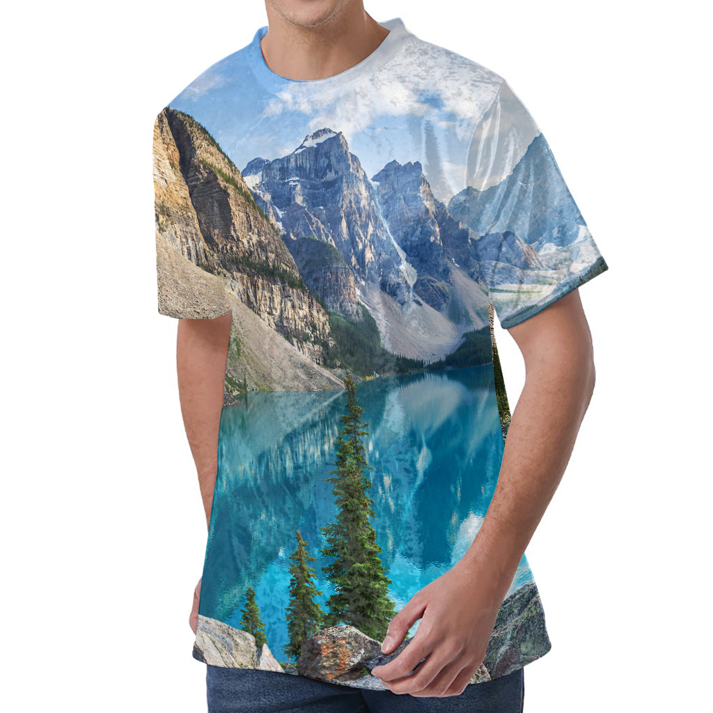 Rocky Mountain Print Men's Velvet T-Shirt