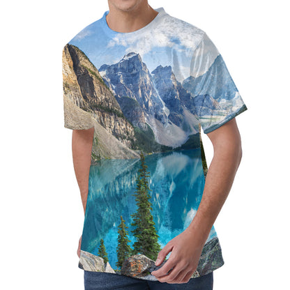 Rocky Mountain Print Men's Velvet T-Shirt