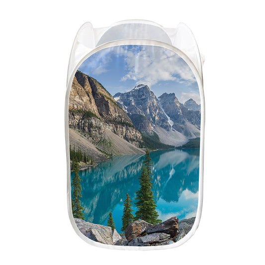 Rocky Mountain Print Mesh Laundry Hamper