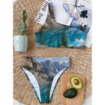 Rocky Mountain Print One Shoulder Bikini Top