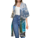 Rocky Mountain Print Open Front Beach Cover Up