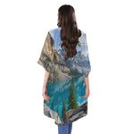 Rocky Mountain Print Open Front Beach Cover Up