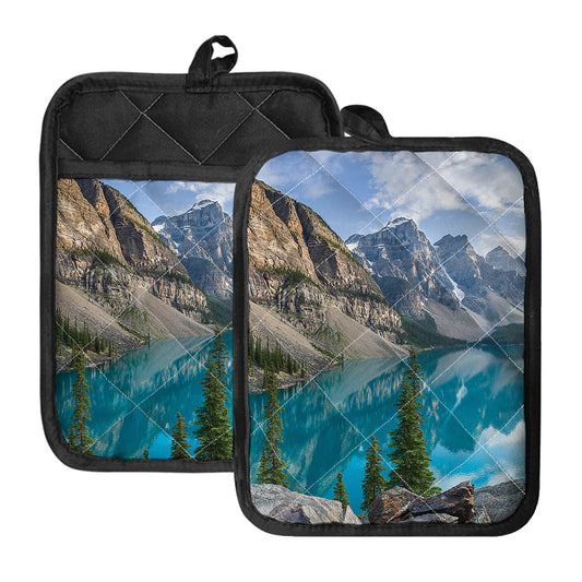 Rocky Mountain Print Pot Holders With Pocket