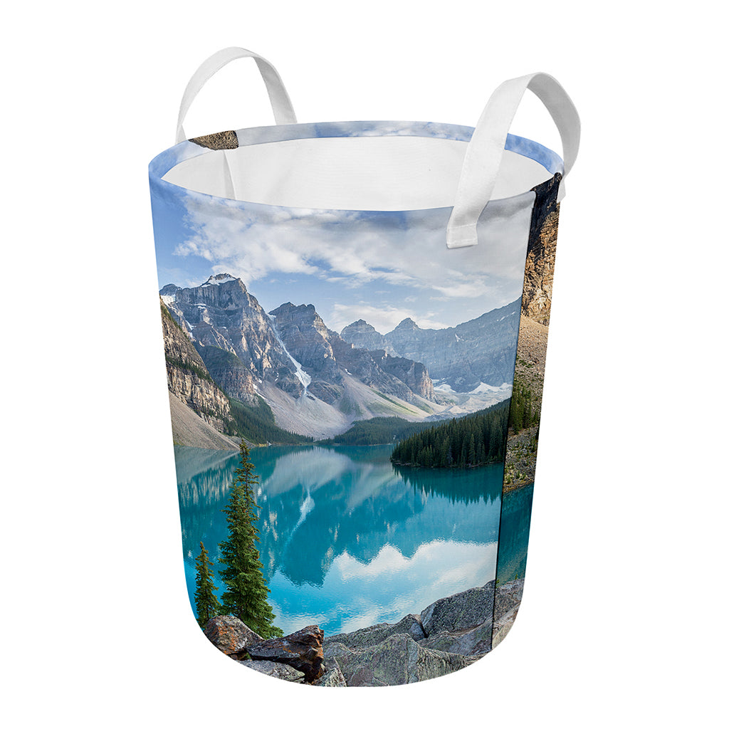 Rocky Mountain Print Round Laundry Basket