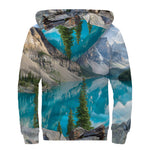 Rocky Mountain Print Sherpa Lined Zip Up Hoodie