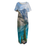 Rocky Mountain Print Short Sleeve Long Nightdress