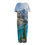 Rocky Mountain Print Short Sleeve Long Nightdress