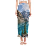 Rocky Mountain Print Side Slit Maxi Skirt