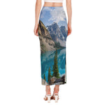 Rocky Mountain Print Side Slit Maxi Skirt