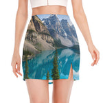 Rocky Mountain Print Side Slit Mini Skirt