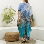 Rocky Mountain Print Silk V-Neck Kaftan Dress