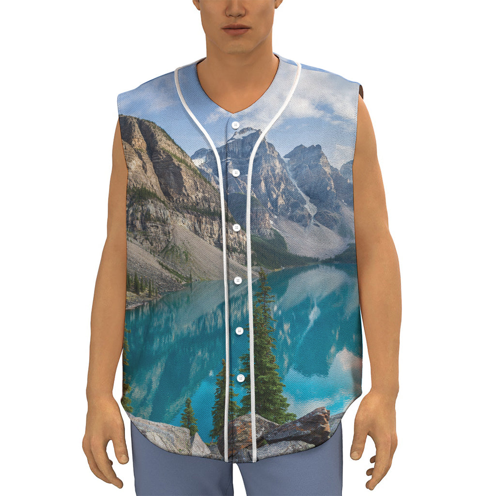 Rocky Mountain Print Sleeveless Baseball Jersey